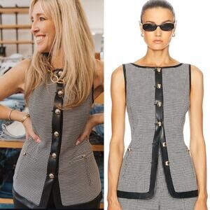 Simkhai Cressida Sleeveless Button Down Top Black White Check Size 2 NWT